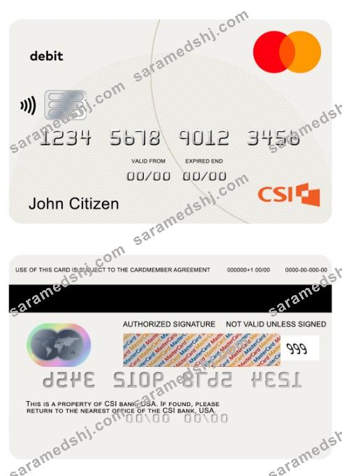USA CSI bank debit mastercard